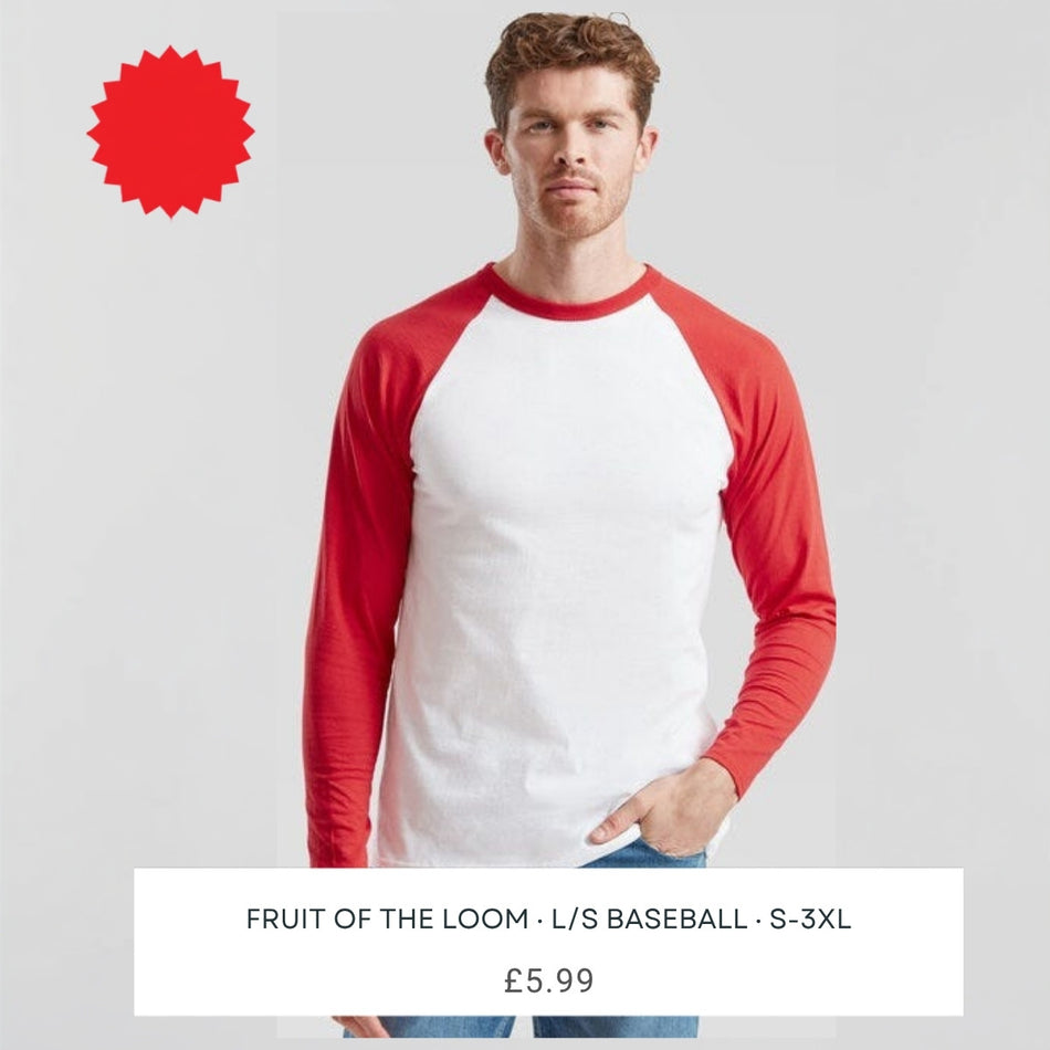 Fruit of the Loom 61028 long sleeve baseball t-shirt - square main image