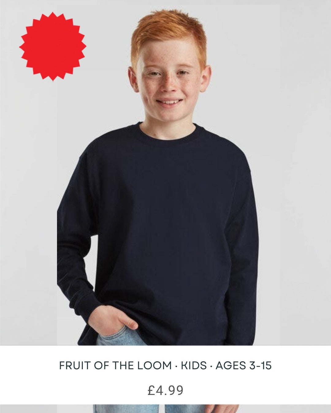 Fruit of the Loom Kids Valueweight Long Sleeve T-Shirt main image