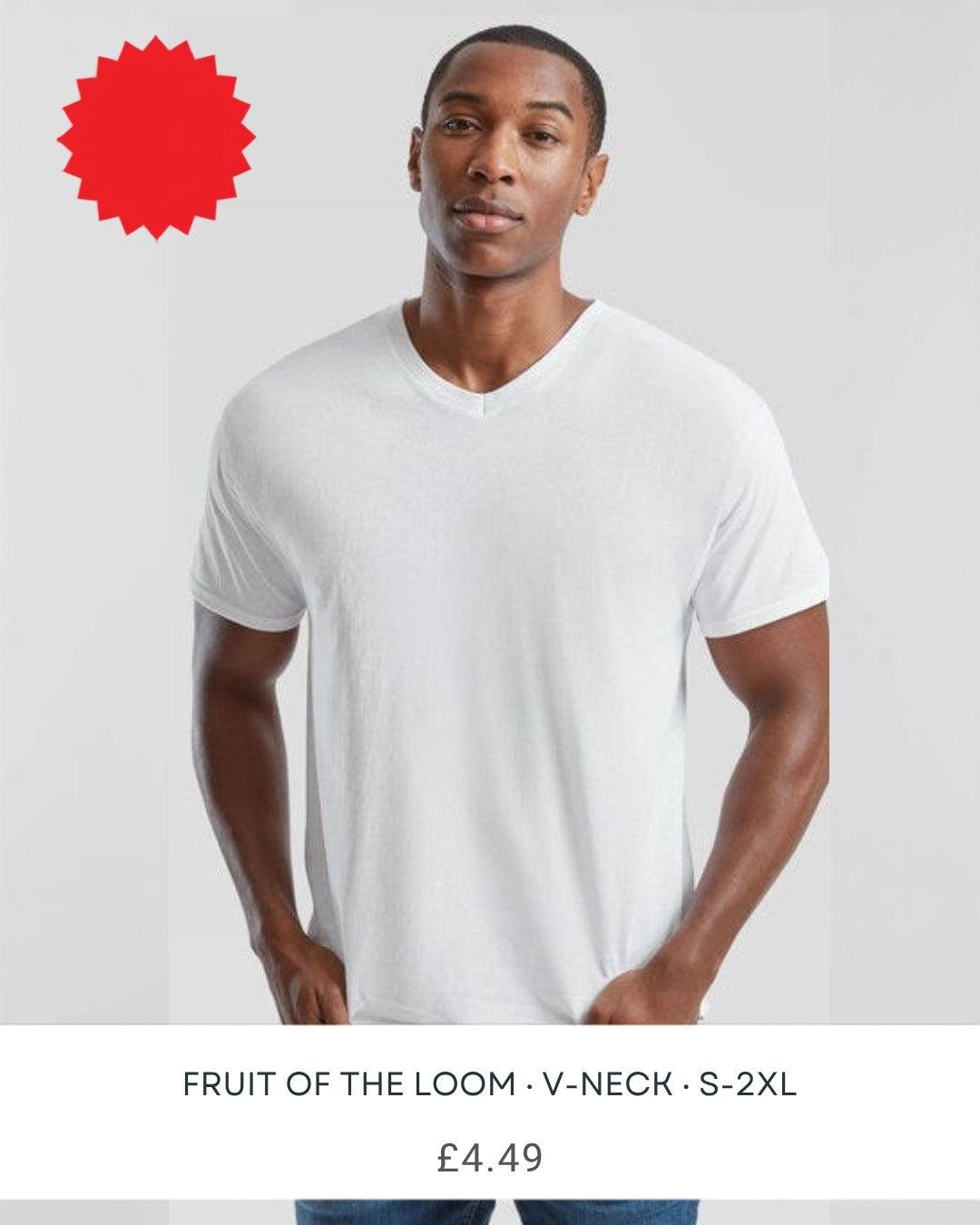 Fruit of the Loom Mens Original V-Neck T-Shirt main image
