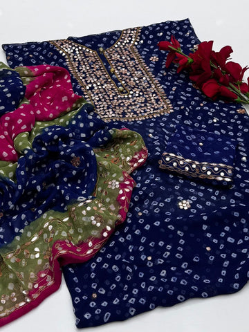 Lakhnavi Handmade Chunri Chiffon With Gotta Ready to Wear