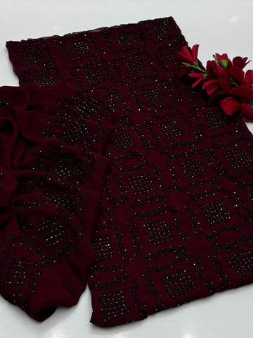 Handmade Chiffon Ready To Wear CutDana Balochi Work Traditional Style Suit For Girls & Women  Readymade Womenswear Asian Clothes