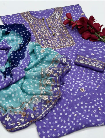 Lakhnavi Handmade Chunri Chiffon With Gotta Ready to Wear