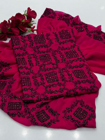 Handmade Chiffon Ready To Wear CutDana Balochi Work Traditional Style Suit For Girls & Women  Readymade Womenswear Asian Clothes