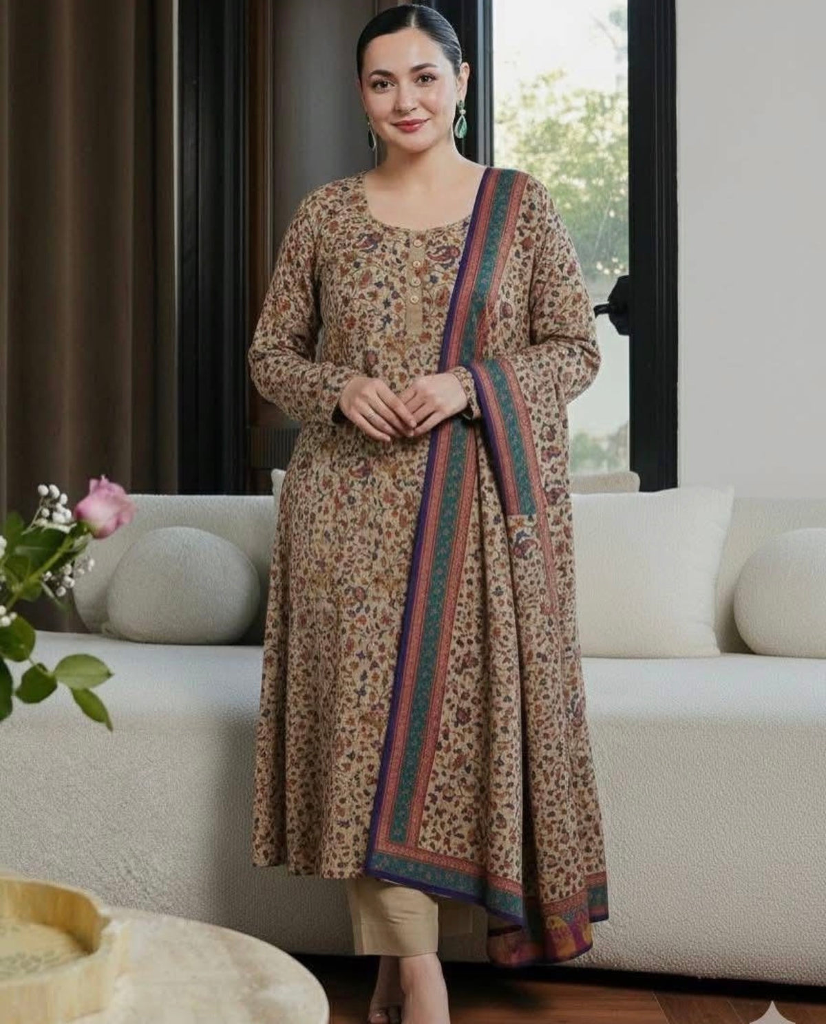 Pure Pashmina Hania Amir Ready to Wear 3Pc , Pashmina Shirt , Trouser & Dupatta , Suit for Women Girls Asian Clothing