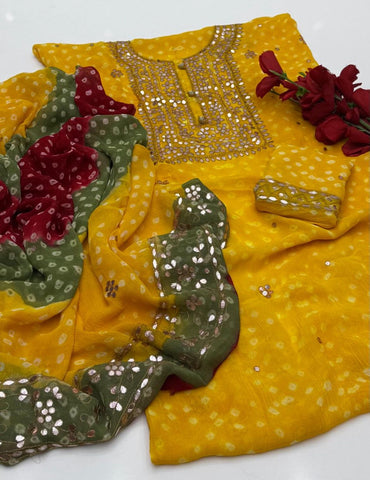 Lakhnavi Handmade Chunri Chiffon With Gotta Ready to Wear