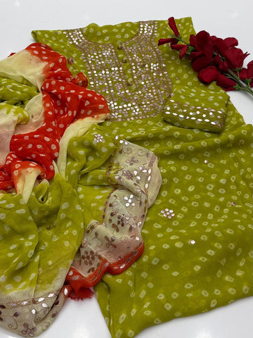 Lakhnavi Handmade Chunri Chiffon With Gotta Ready to Wear