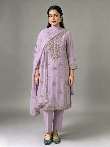 A beautifully crafted three-piece  suit, handmade with intricate gota work for an elegant, traditional finish....