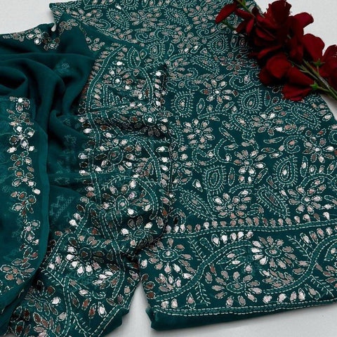 Handmade Gotta Work Chifoon 3Pc Stitched Dress All Season for Women Handwork Dress Womenswear Casual Comfort Ready To Wear Chifoon Shirt Dupatta with Grip Trouser