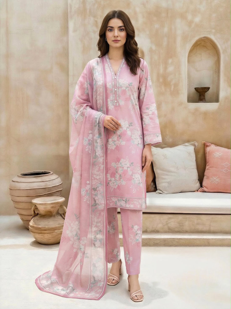 3 Piece Lawn Suit- Embroidered (Unstitched)