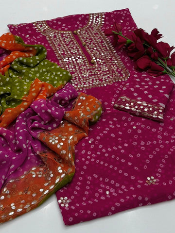 Lakhnavi Handmade Chunri Chiffon With Gotta Ready to Wear