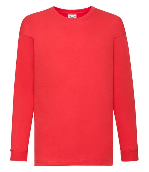Fruit Of The Loom Kids' Valueweight Long Sleeve T-Shirt 100% Cotton
