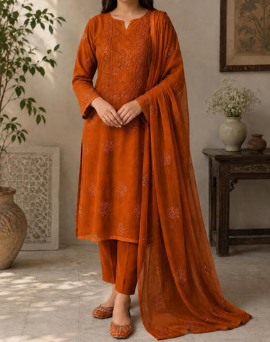 Premium Chikan Kari & Gotta Embellished Three-Piece Suit