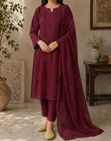 Premium Chikan Kari & Gotta Embellished Three-Piece Suit