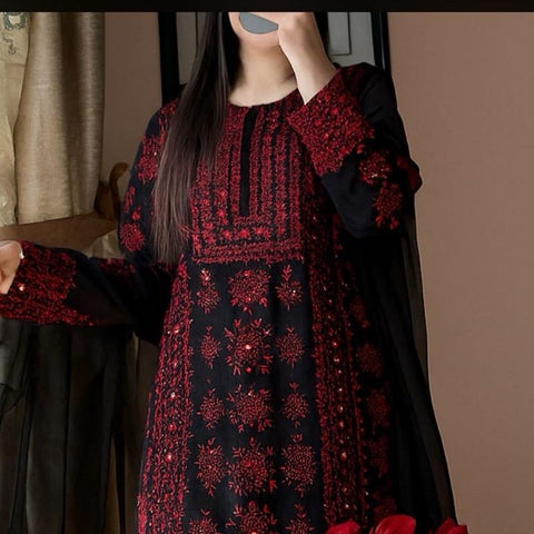 Balochi Handmade Chifoon Original Mirror Work Ready to Wear 4Pc Women’s Traditional Evening Dress Womenswear Readymade Formal