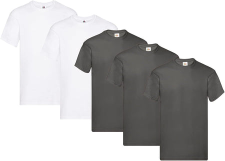Fruit Of The Loom Men's Iconic Lightweight Ringspun Tee 5 Pack T-Shirt Black Large