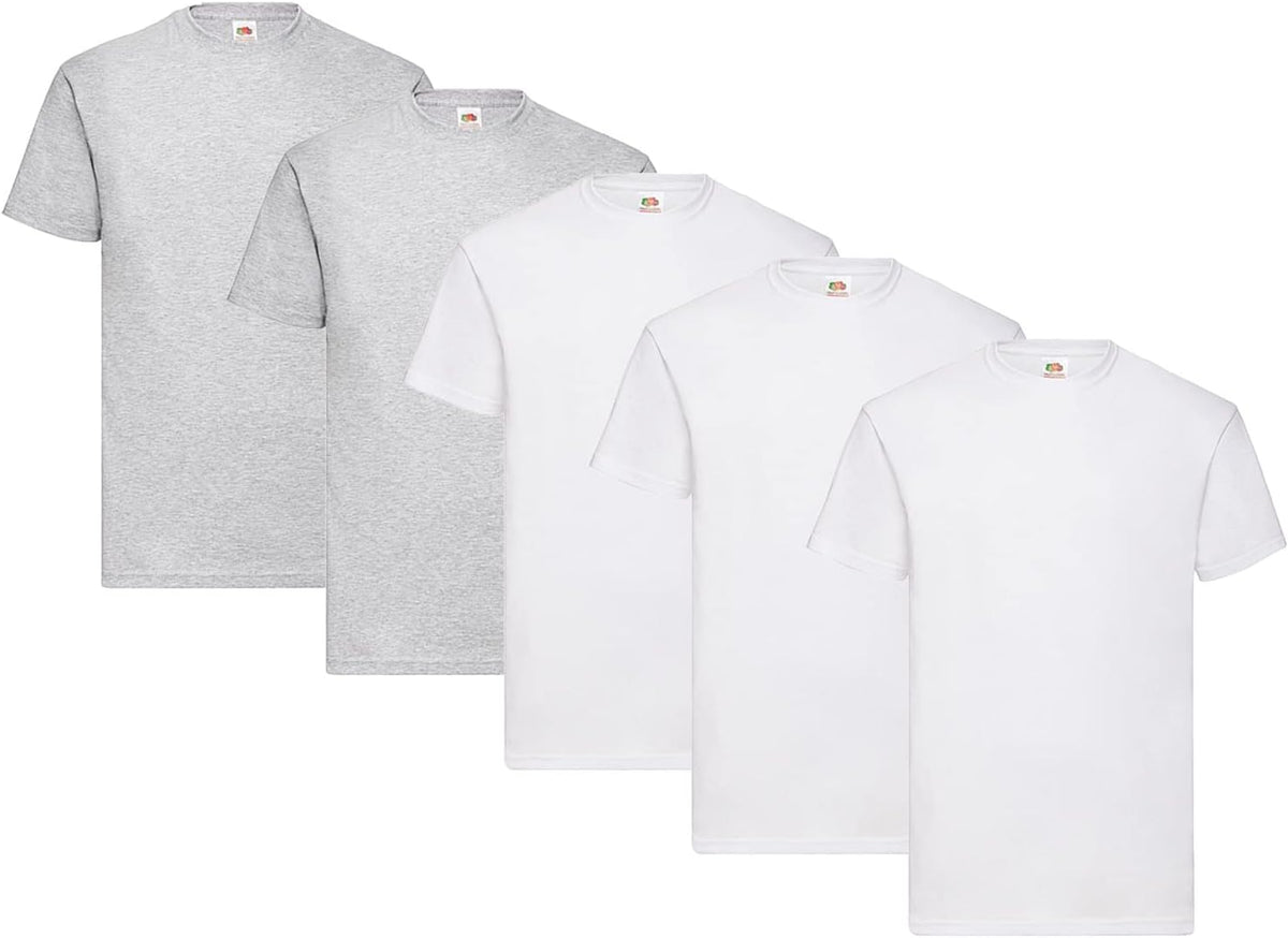 Fruit Of The Loom Men's Iconic Lightweight Ringspun Tee 5 Pack T-Shirt Black Large