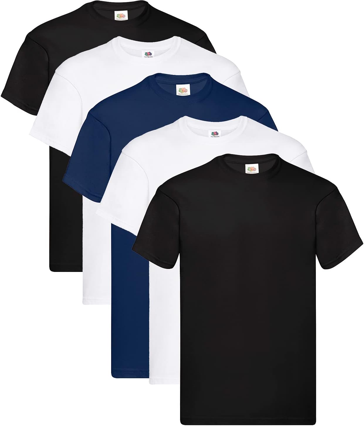 Fruit Of The Loom Men's Iconic Lightweight Ringspun Tee 5 Pack T-Shirt Black Large