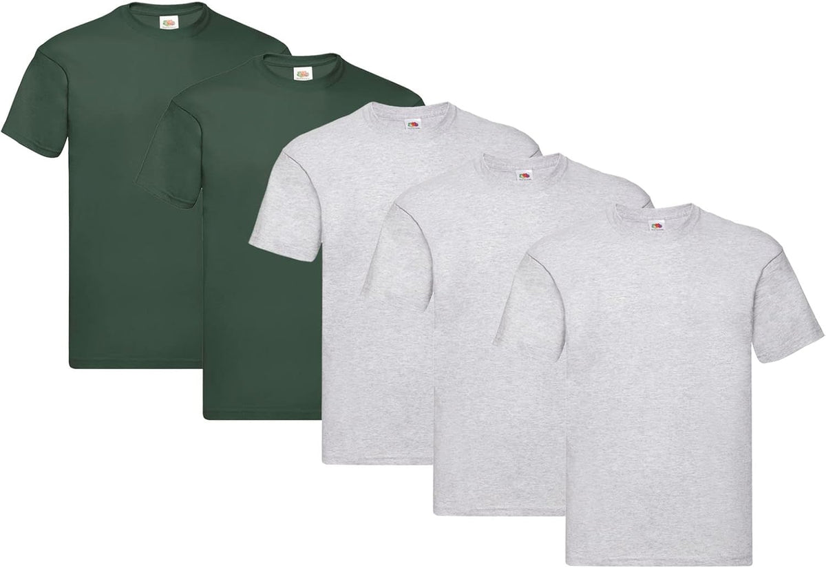 Fruit Of The Loom Men's Iconic Lightweight Ringspun Tee 5 Pack T-Shirt Black Large