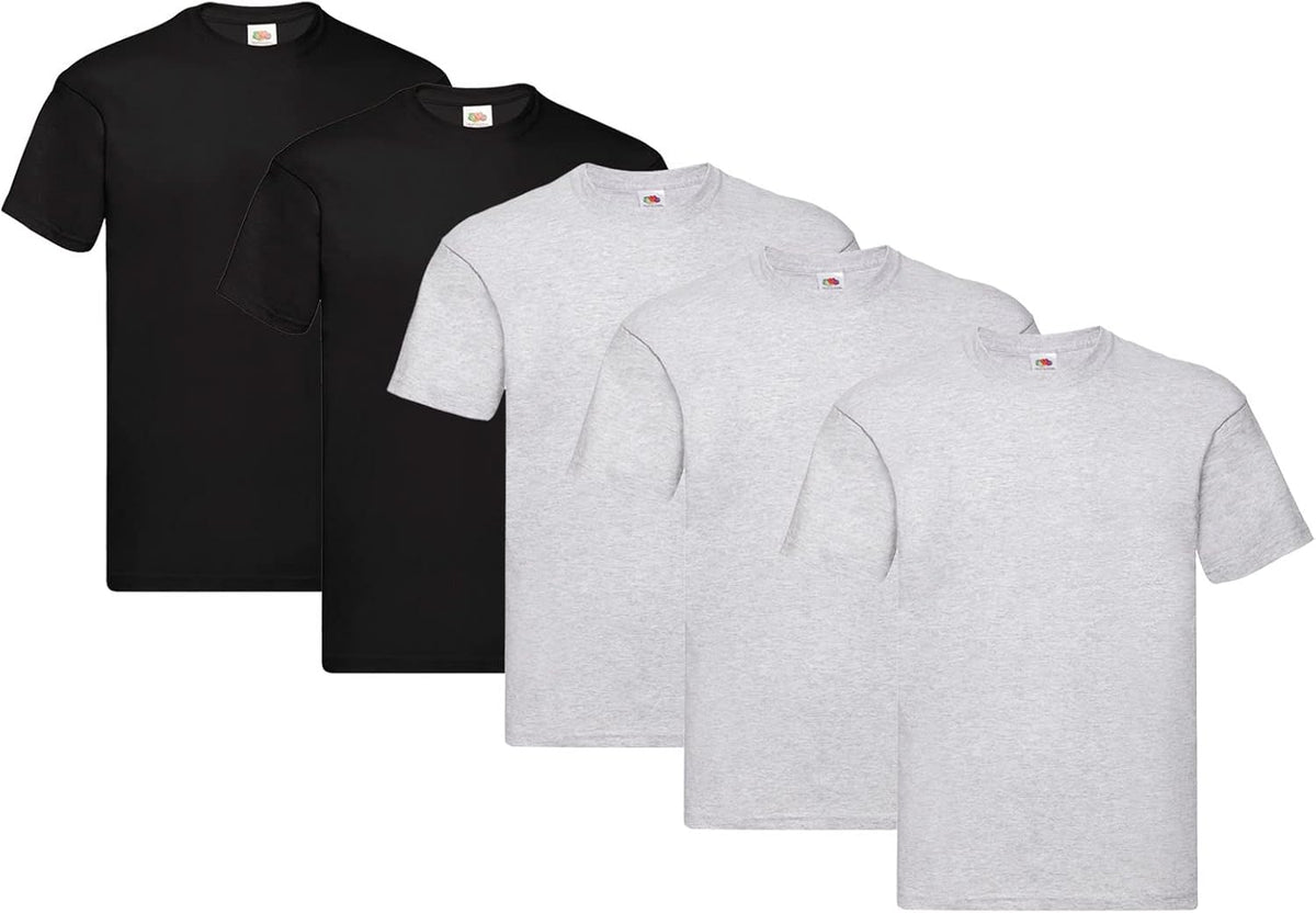 Fruit Of The Loom Men's Iconic Lightweight Ringspun Tee 5 Pack T-Shirt Black Large