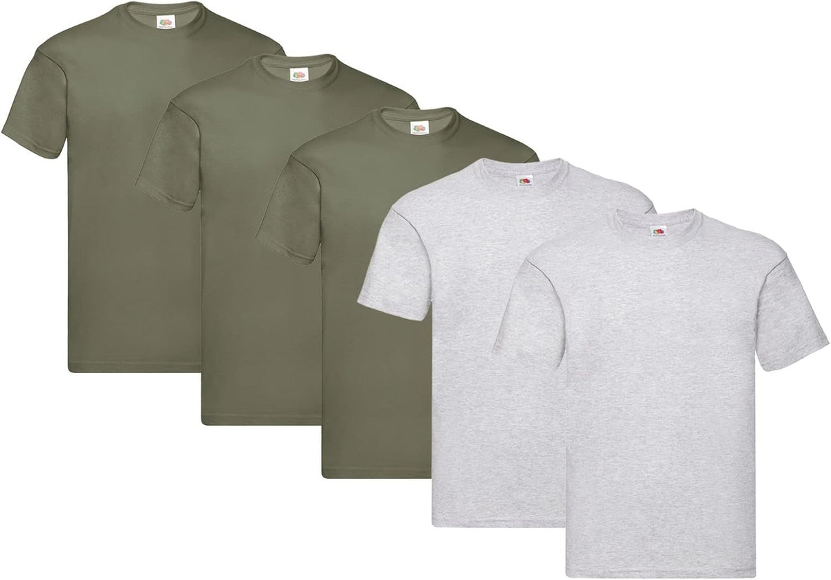 Fruit Of The Loom Men's Iconic Lightweight Ringspun Tee 5 Pack T-Shirt Black Large